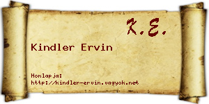 Kindler Ervin névjegykártya